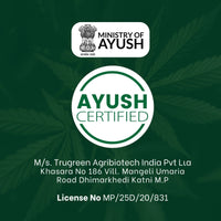 Ministry of Ayush certified license badge for Calma wellness products