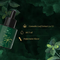 Calma One tincture with cannabis leaf extract, MCT oil and peppermint flavor