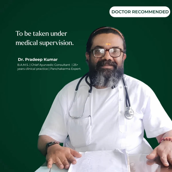 Dr. Pradeep Kumar, Calma's Ayurvedic consultant, recommending Calma One under medical supervision
