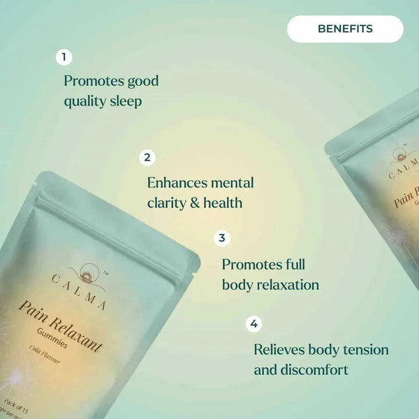 Infographic listing benefits: promotes sleep, enhances mental clarity, full-body relaxation, relieves tension