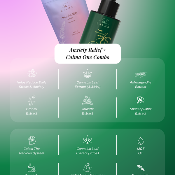 Calma Anxiety Relief Gummies and Calma One combo bundle for stress relief and balance