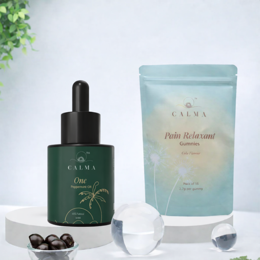 Calma Pain Relief Gummies and Calma One tincture combo for recovery and relaxation