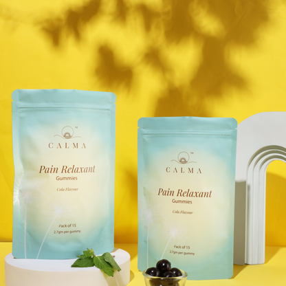 Calma Pain Relaxant Gummies for body pain relief and muscle recovery pouch pack