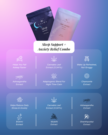 Calma Sleep Support and Anxiety Relief Combo gummies bundle for calm and restful sleep