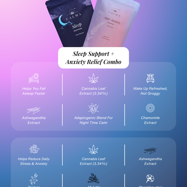 Calma Sleep Support and Anxiety Relief Combo gummies bundle for calm and restful sleep