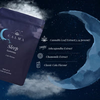 Calma Sleep Gummies with cannabis leaf extract, Ashwagandha and Chamomile for restful sleep